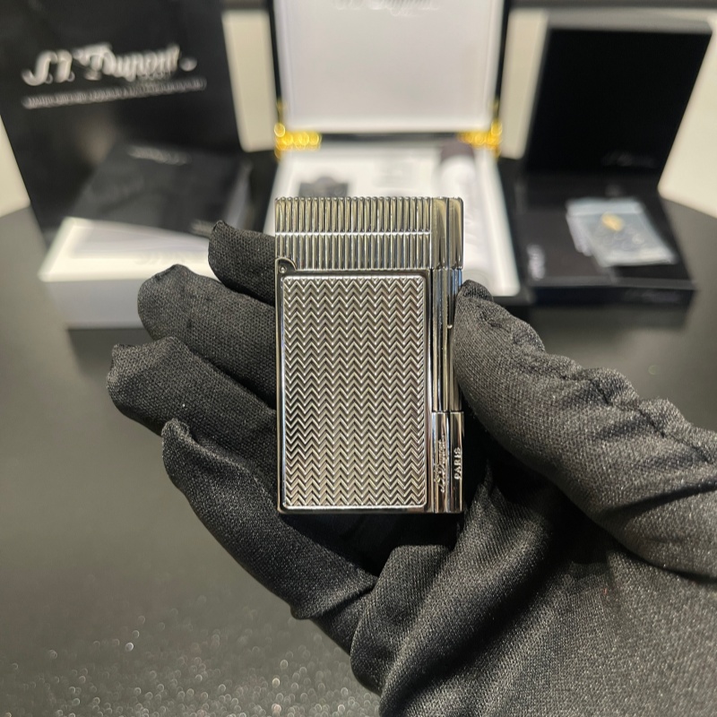 S.T. Dupont Ligne 2 Chevron Palladium Silver Lighter