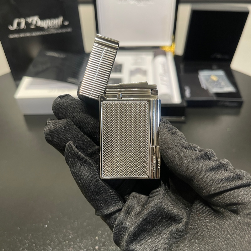 S.T. Dupont Ligne 2 Chevron Palladium Silver Lighter