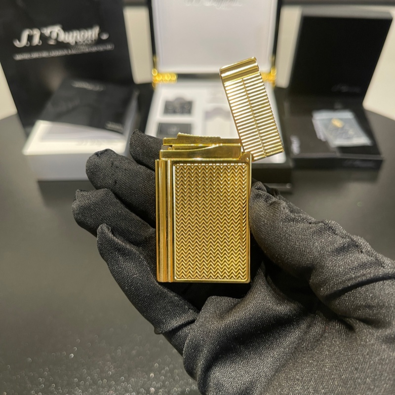 S.T. Dupont Ligne 2 Chevron Palladium Silver Lighter