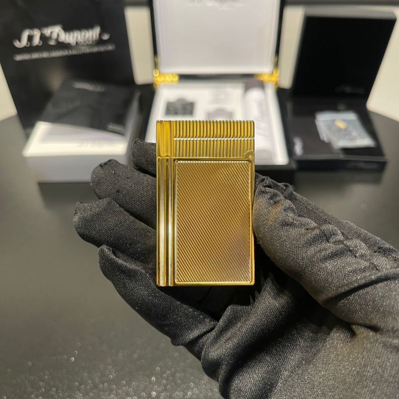 S.T. Dupont Ligne 2 Micro Diamond Guilloché Gold Lighter
