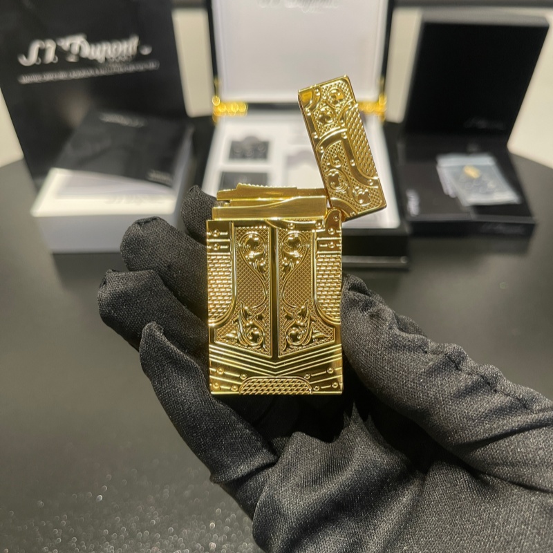 S.T. Dupont Le Grand Shield Engraved Gold Lighter