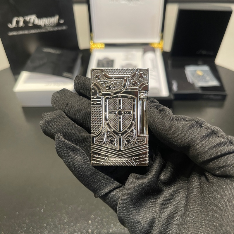 S.T. Dupont Le Grand Shield Engraved Gold Lighter