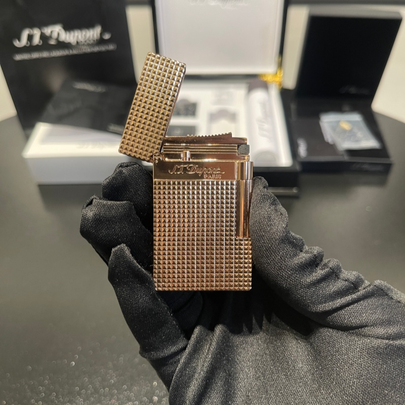 S.T. Dupont Le Grand Diamond Head Palladium Lighter Rose gold
