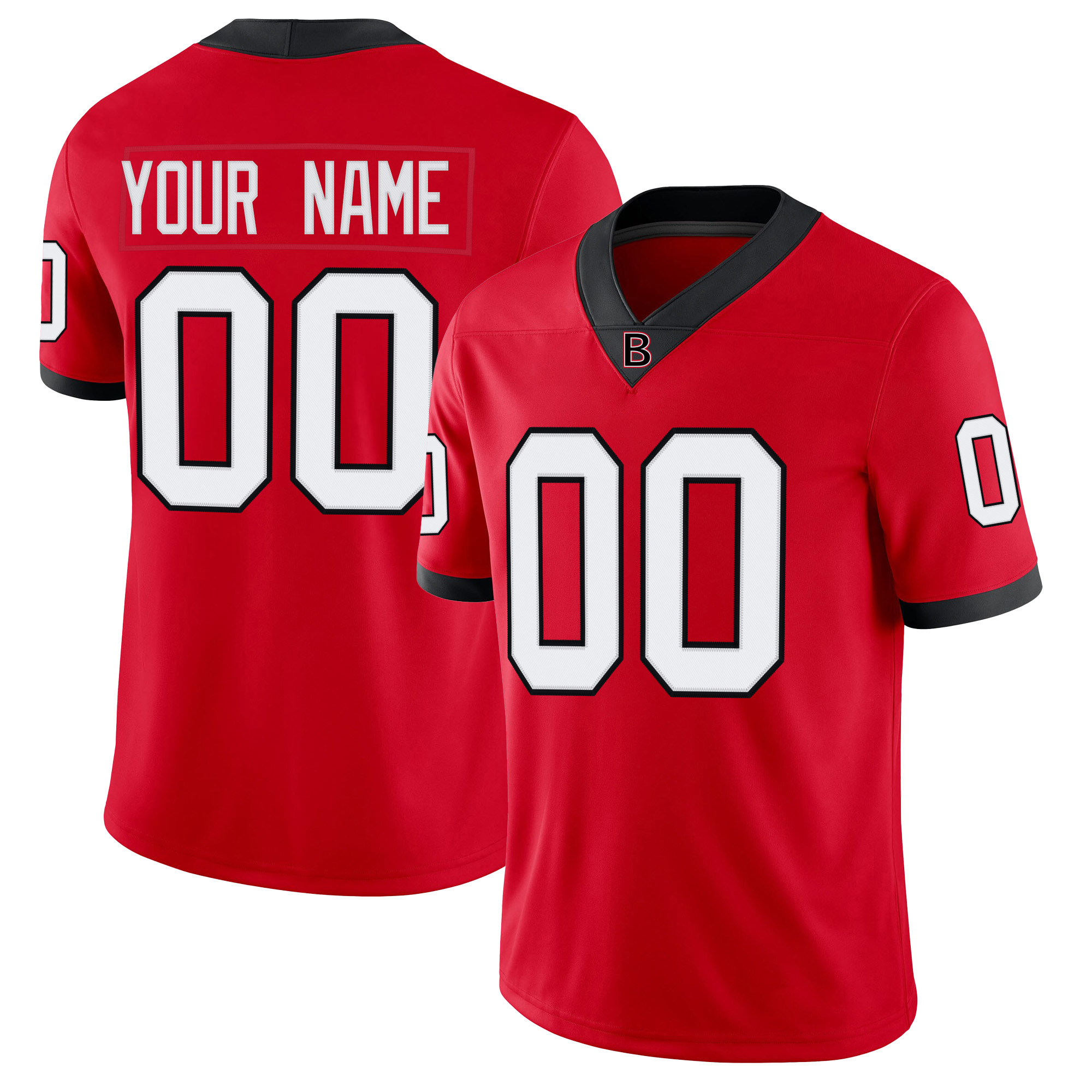 Custom Red White Black Premium College-inspired Football Jersey - All Stitched