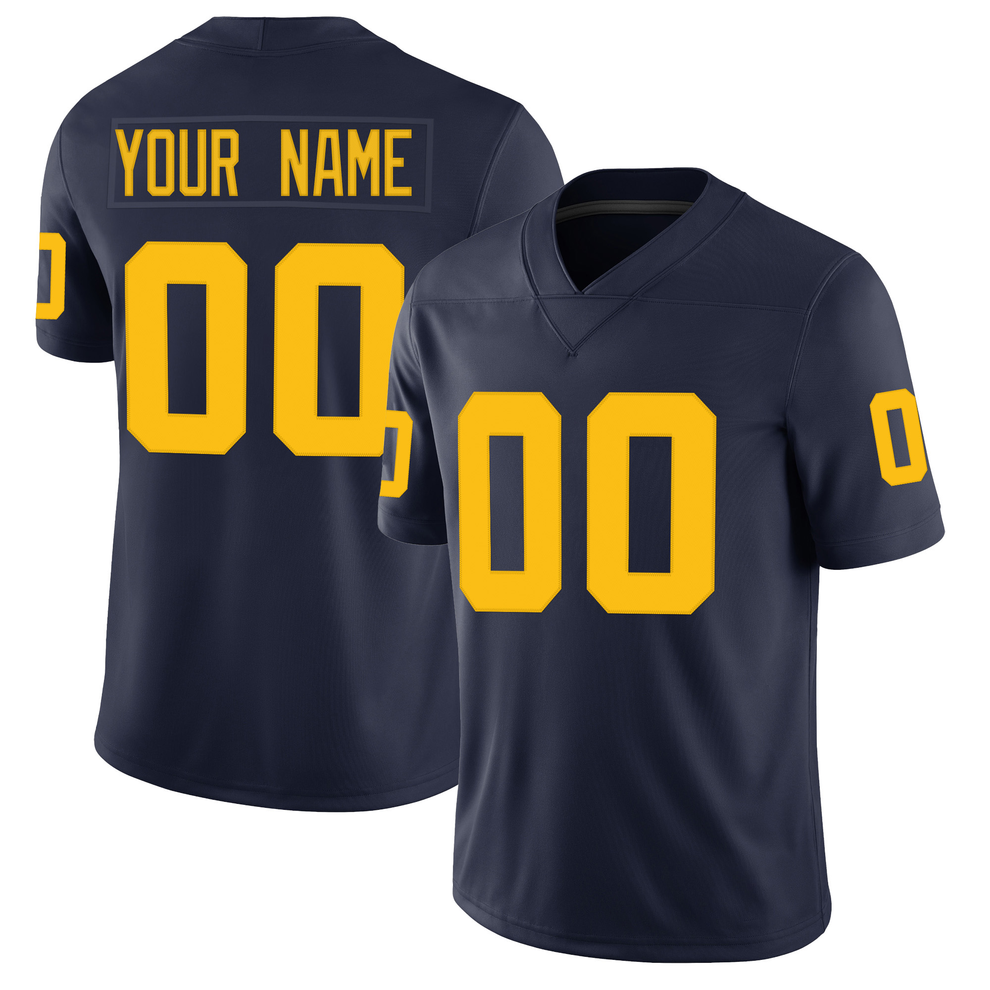 Custom Navy Yellow Premium College-inspired Football Jersey - All Stitched
