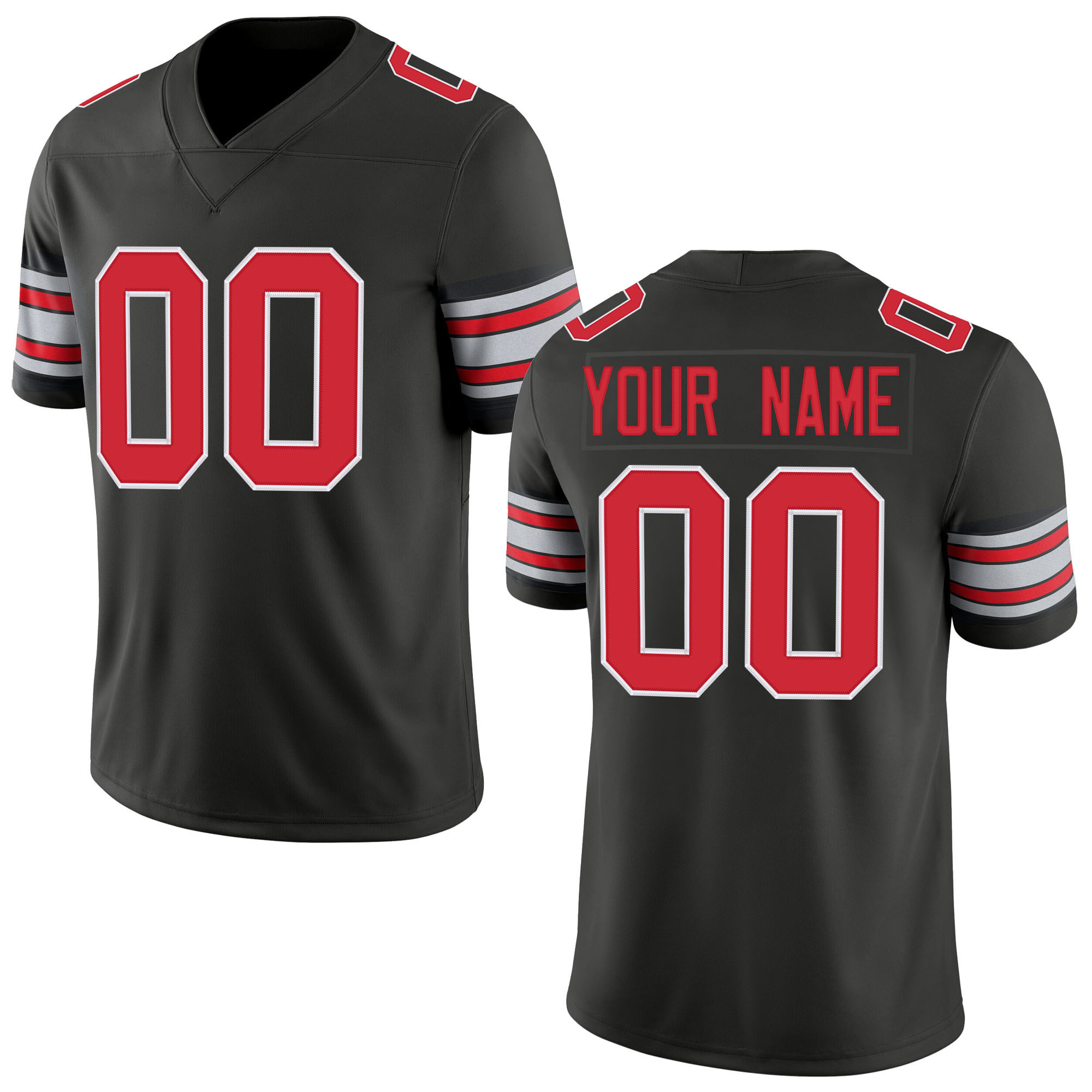 Custom Black Red White Premium College-inspired Football Jersey - All Stitched