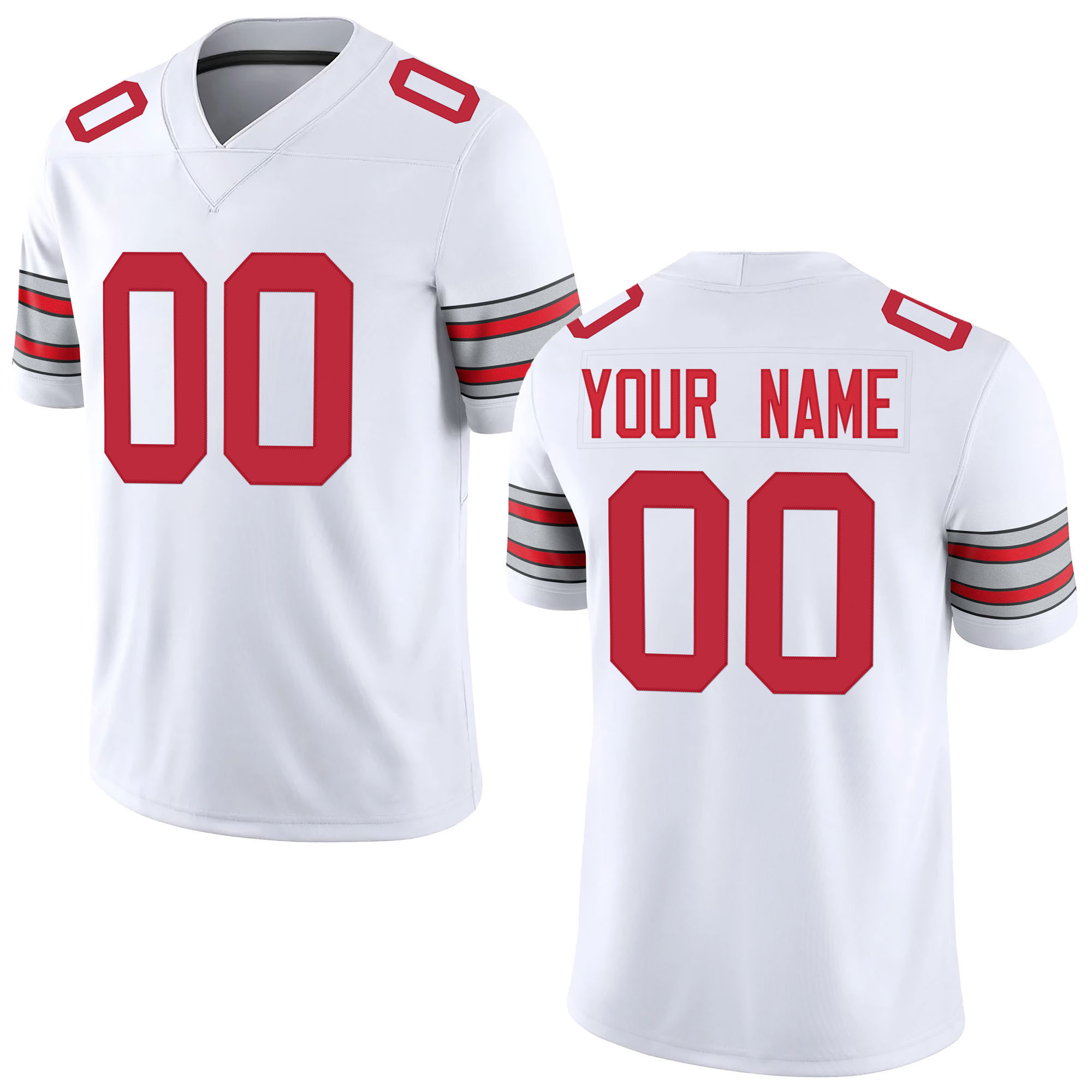 Custom White Red Premium College-inspired Football Jersey - All Stitched