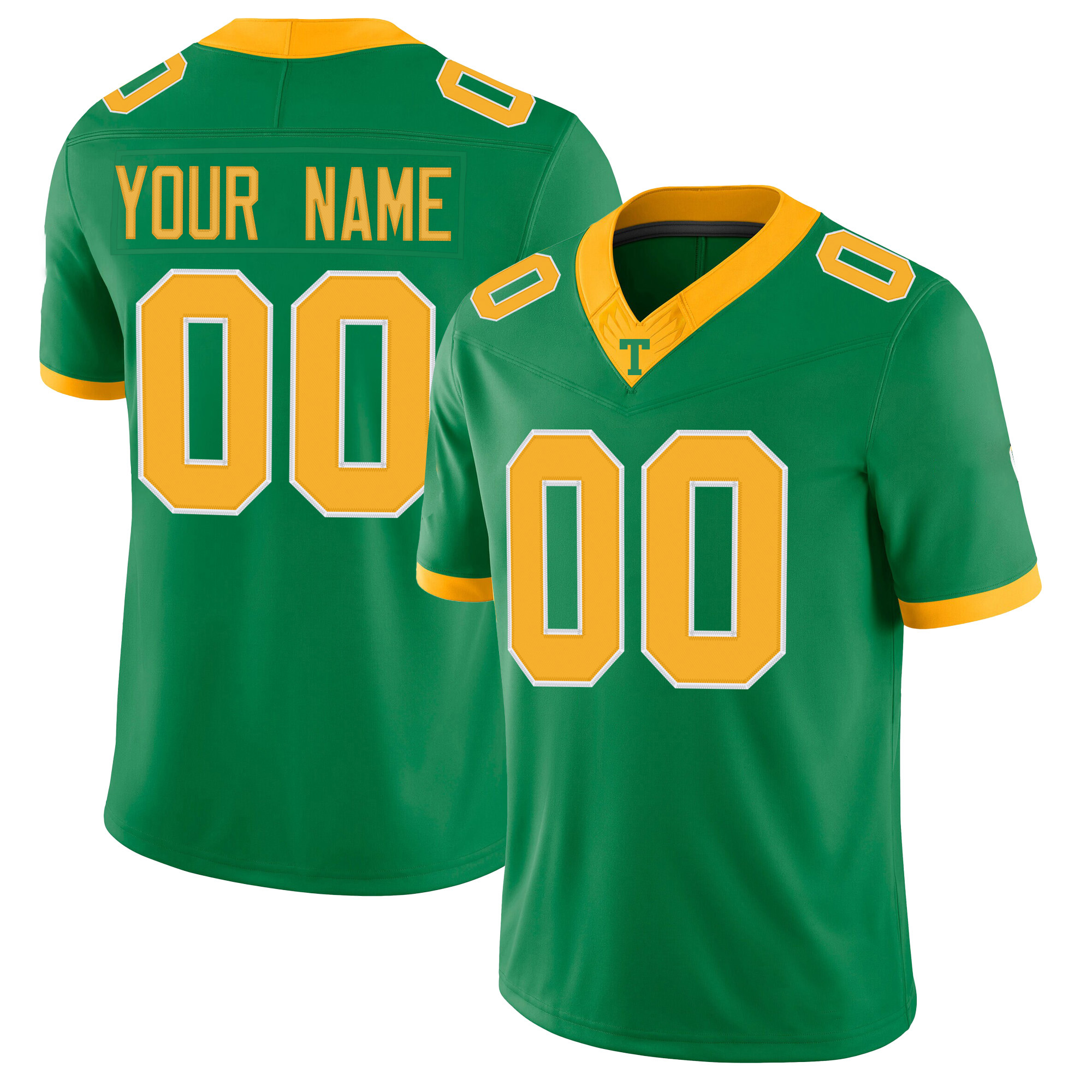 Custom Green Gold Premium College-inspired Football Jersey - All Stitched