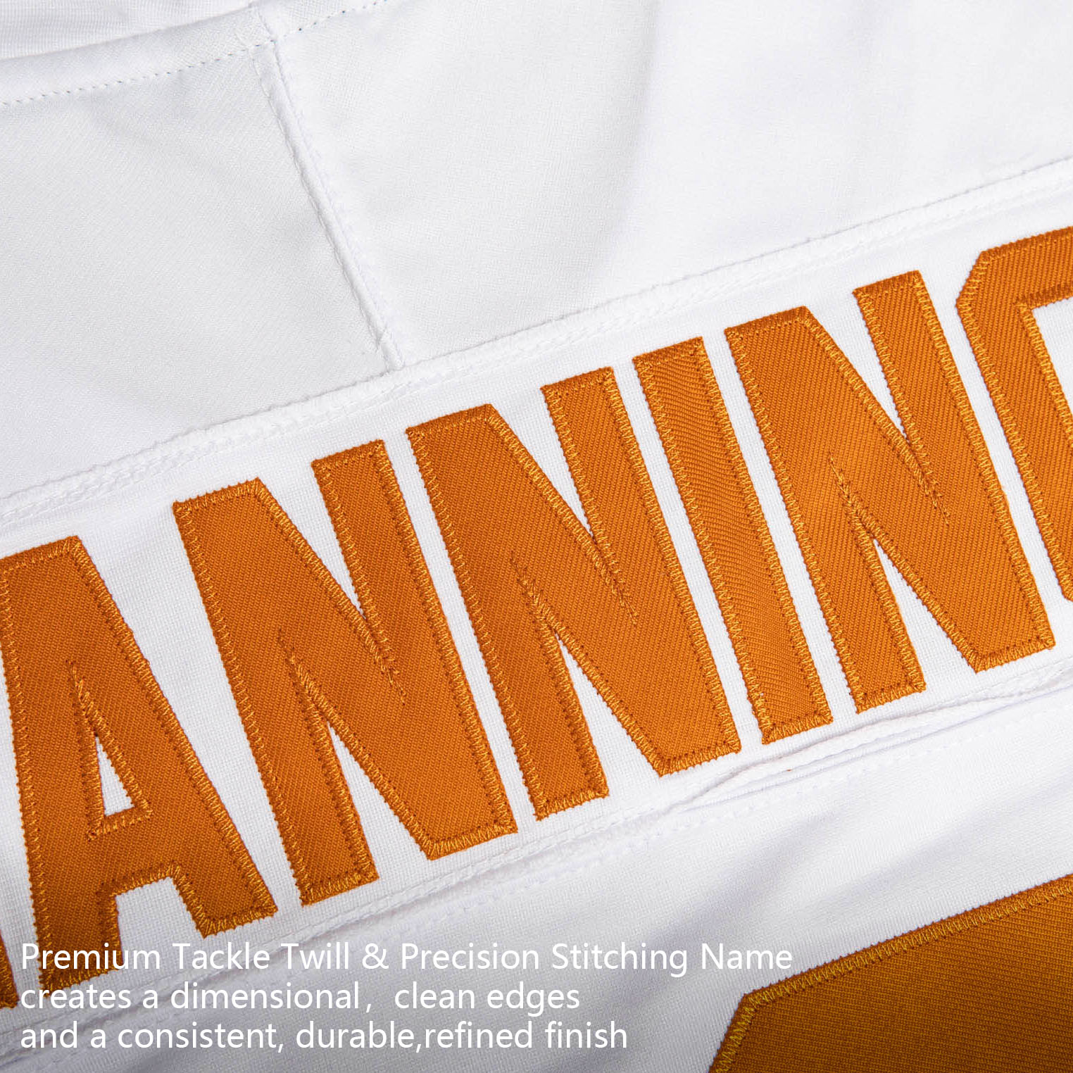 Custom White Orange Premium College-inspired Football Jersey - All Stitched