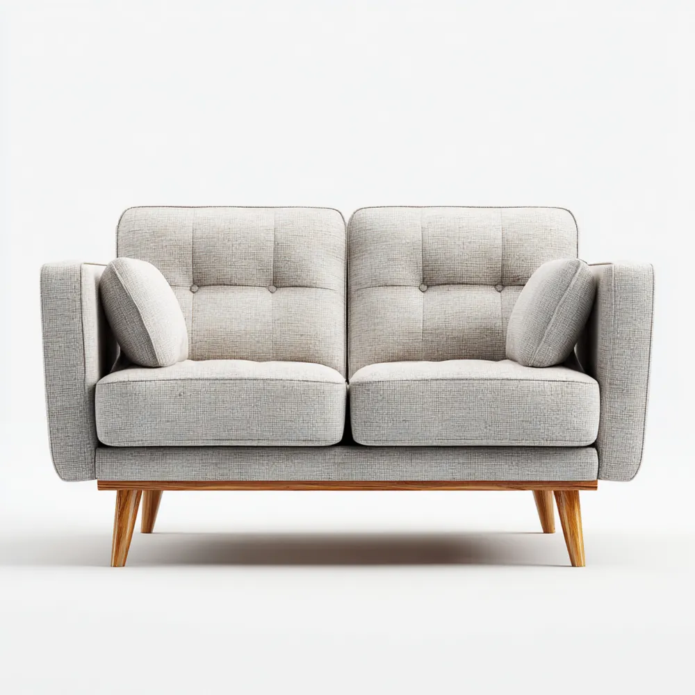 Canapé 2 places Tissu 150x80x75 cm - Gris Clair - Design Contemporain