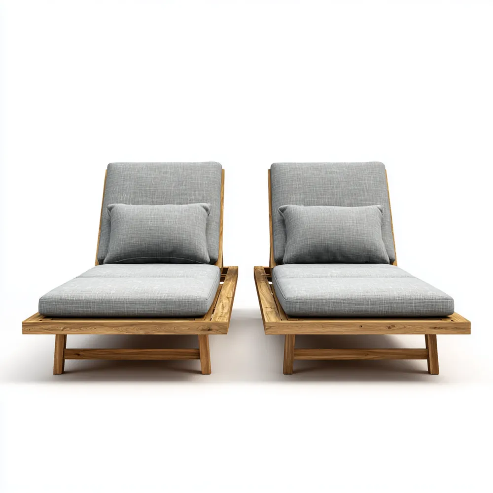 Chaise longue de jardin en bois teck 200x75x35 cm – Gris – Design moderne