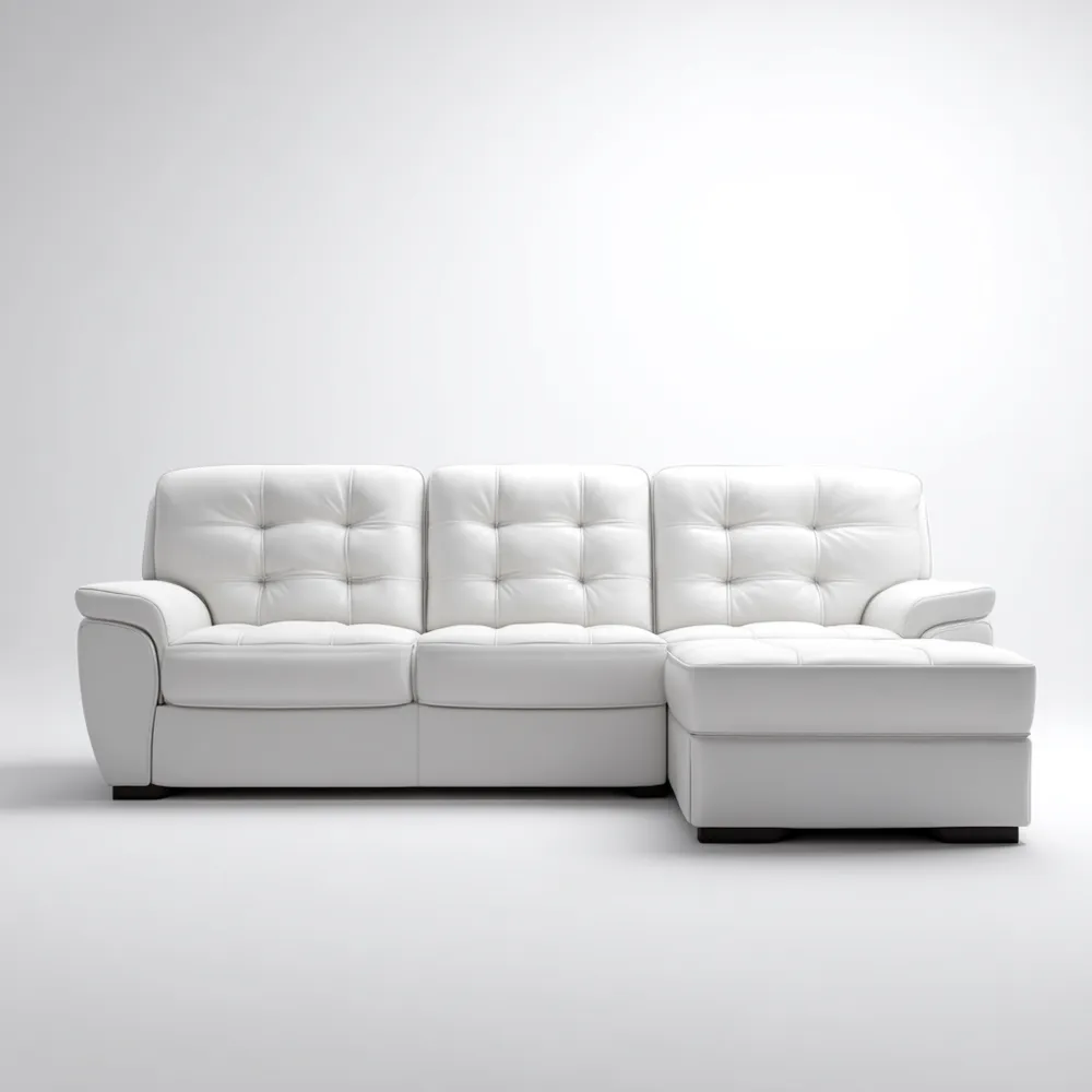 Divano angolare in pelle 260x160x85 cm - Bianco - Design moderno