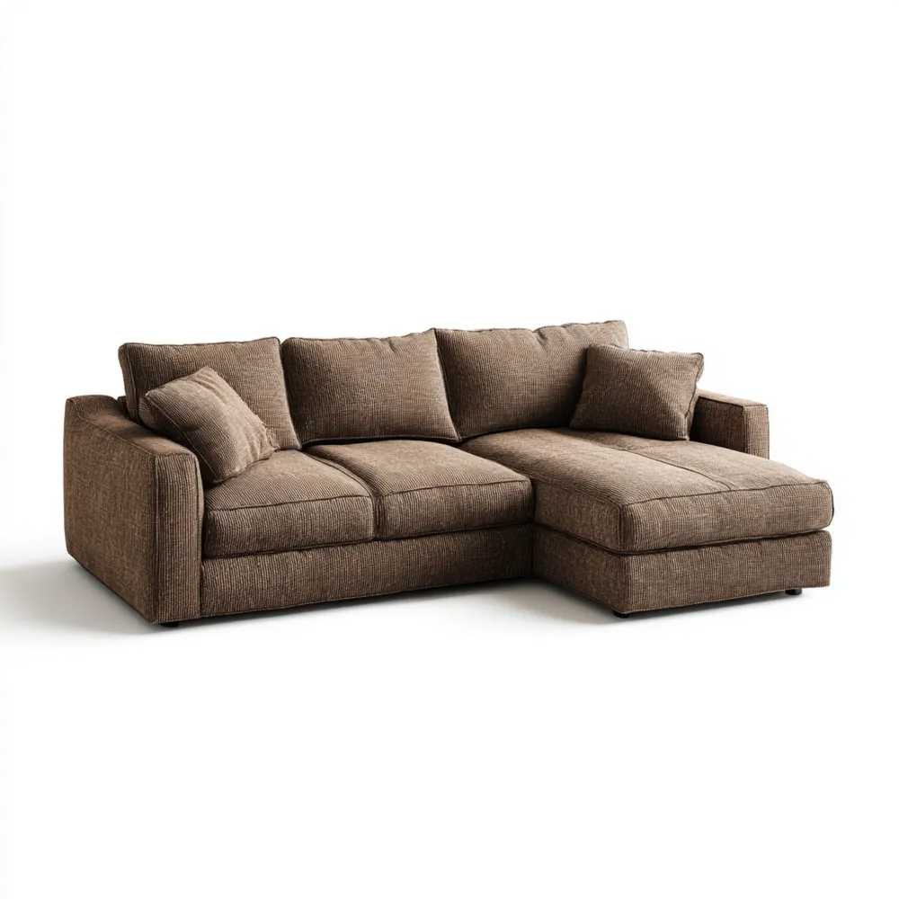 Divano angolare in tessuto 280x160x90 cm – Marrone – Design moderno