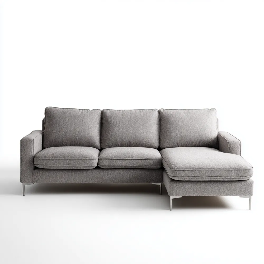 Divano angolare in tessuto 210x140x85 cm – Grigio Chiaro – Design moderno