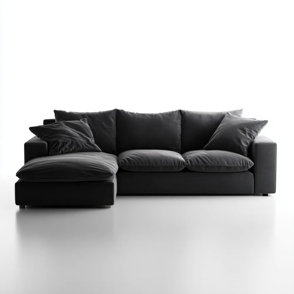 Divano angolare in tessuto 250x150x90 cm – Antracite – Design moderno