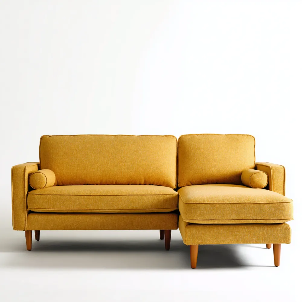 Divano angolare tessuto 190x90x85 cm – Giallo Senape – Design moderno