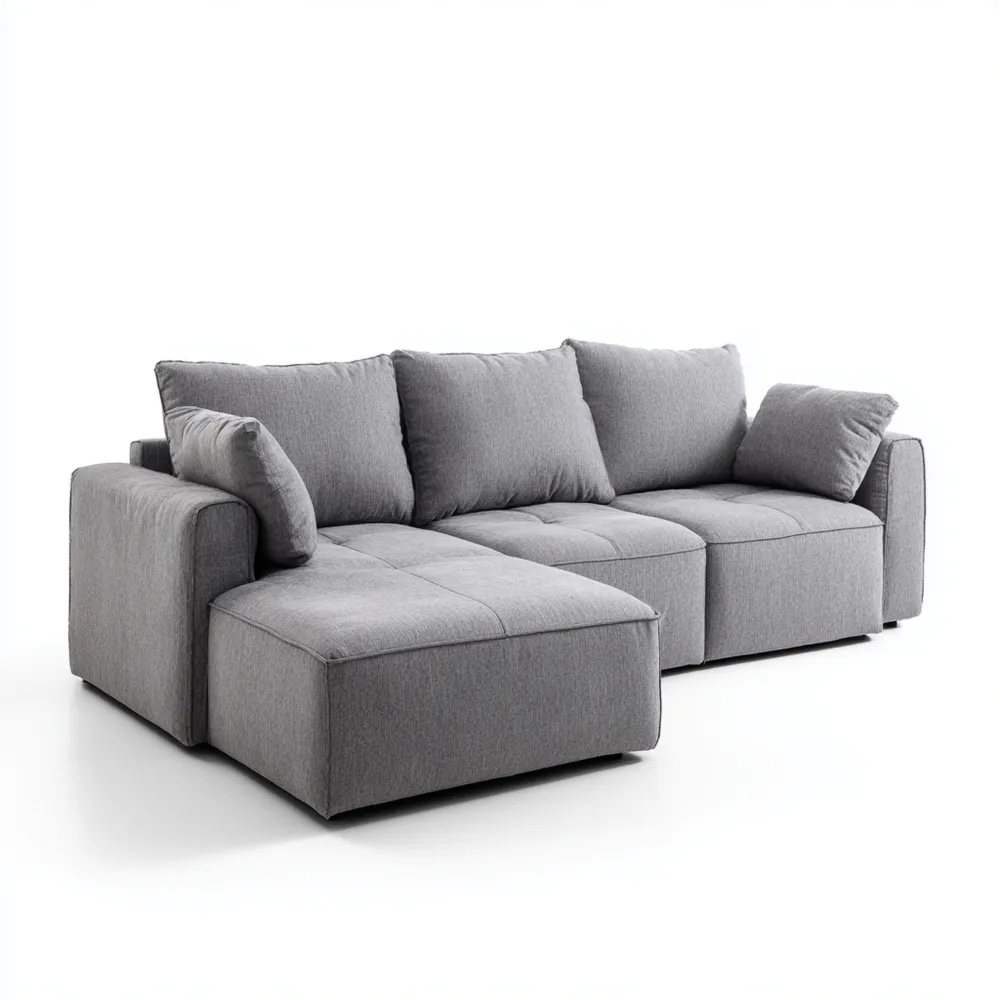 Divano angolare 250x160x90 cm in tessuto - Grigio chiaro