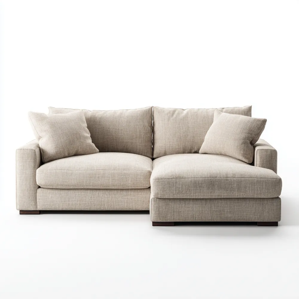 Divano angolare imbottito in tessuto 230x150x85 cm - Beige - Design moderno