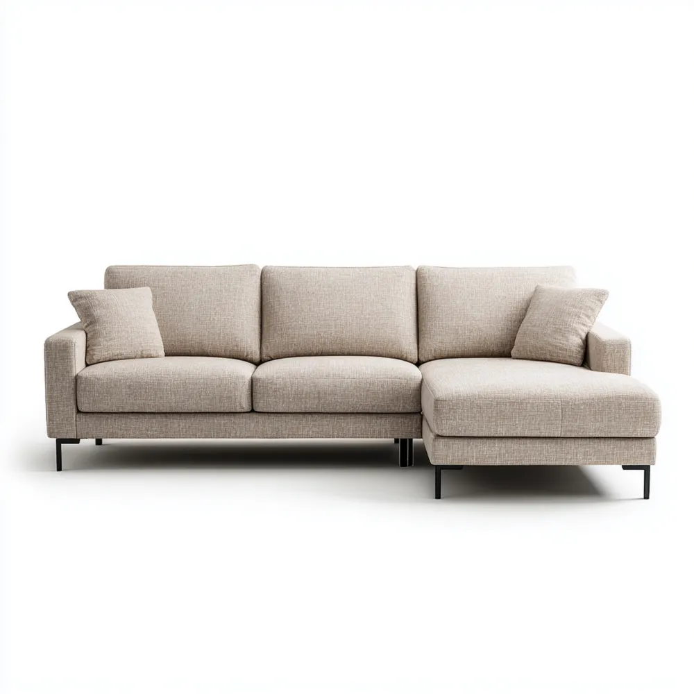 Divano Angolare in Tessuto 280x160x85 cm - Beige - Design Moderno