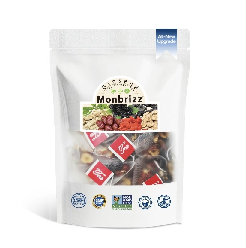  [Upgraded Formula]MONBRIZZ Five Treasure Ginseng Kidney Tea Organic Gift for Mom & Men 7 Precious Ingredients Formula Natural Herbal Beverage Good for Kidney