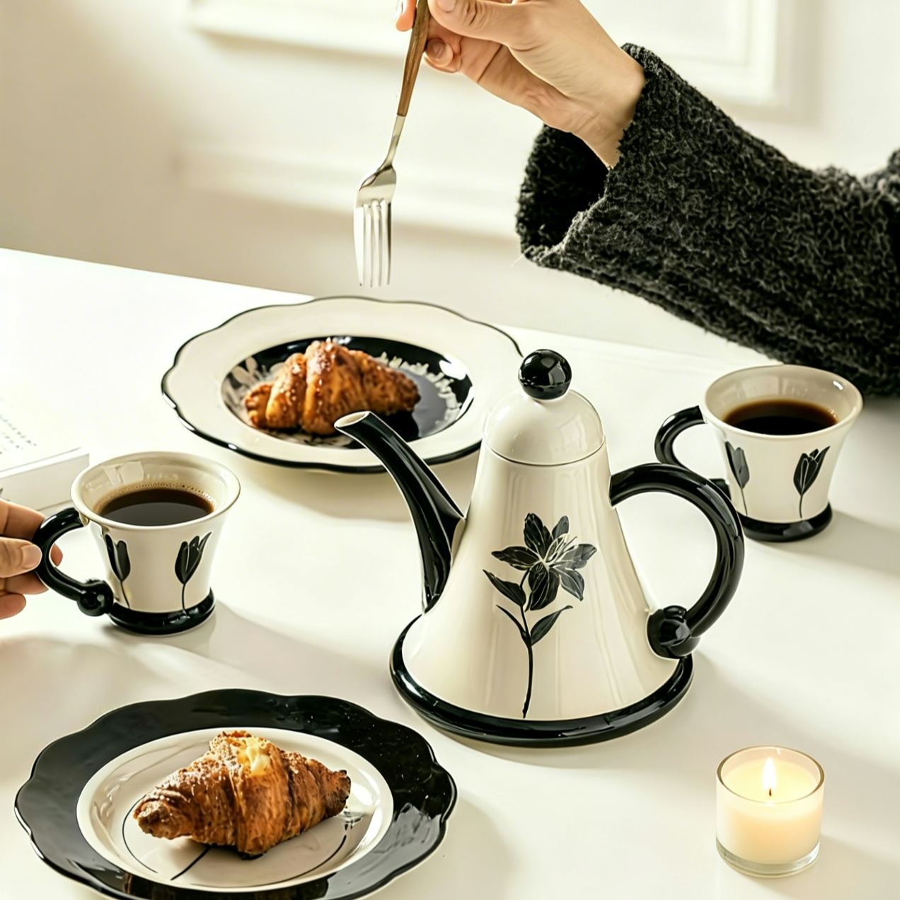 The Midnight Lily Teapot Set (3-Piece)