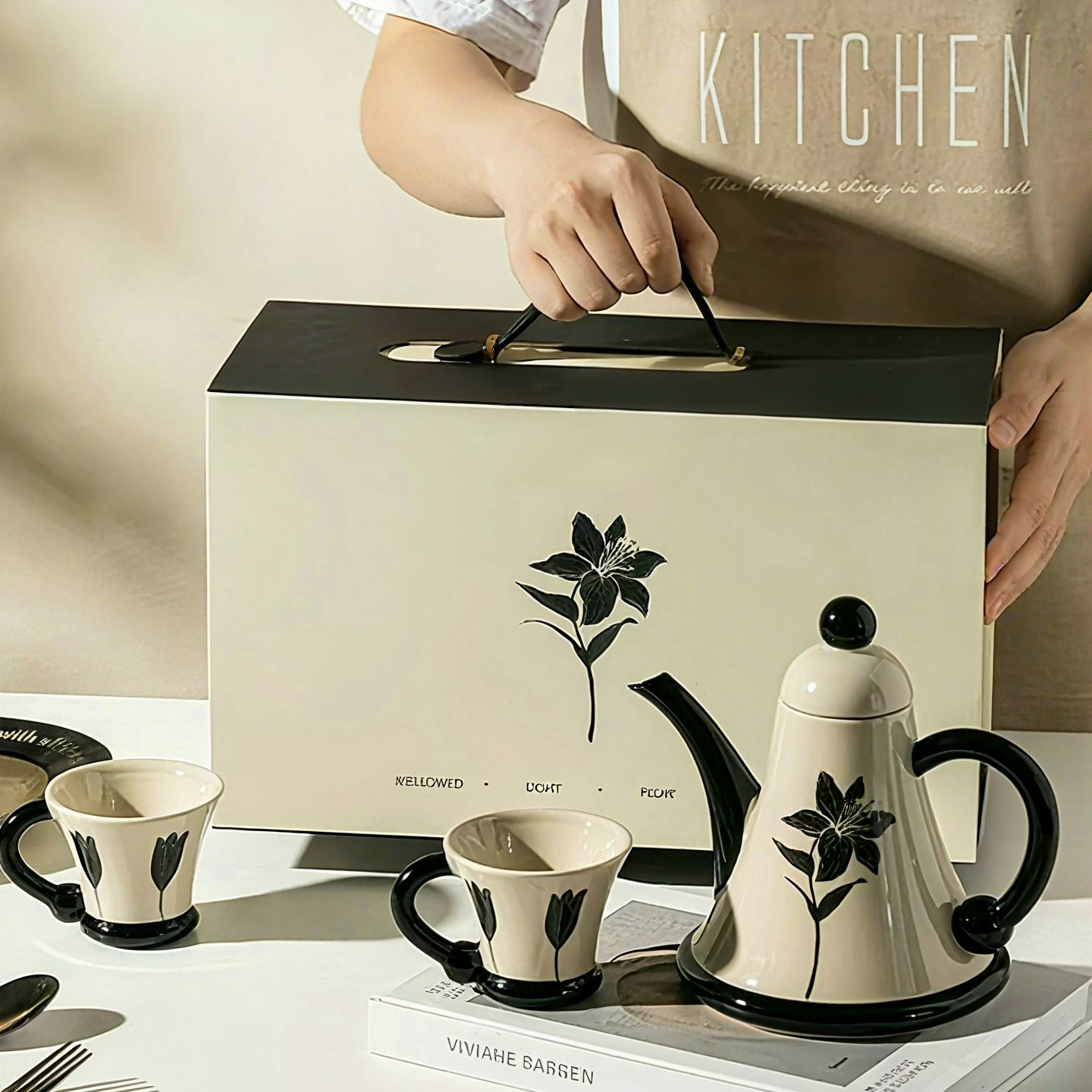 The Midnight Lily Teapot Set (3-Piece)