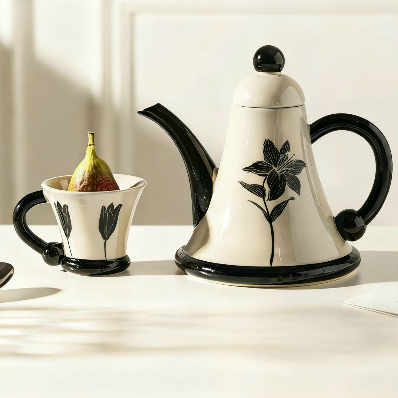 The Midnight Lily Teapot Set (3-Piece)