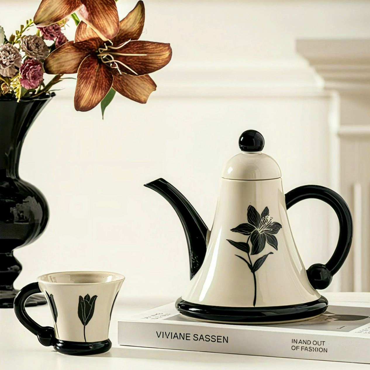 The Midnight Lily Teapot Set (3-Piece)