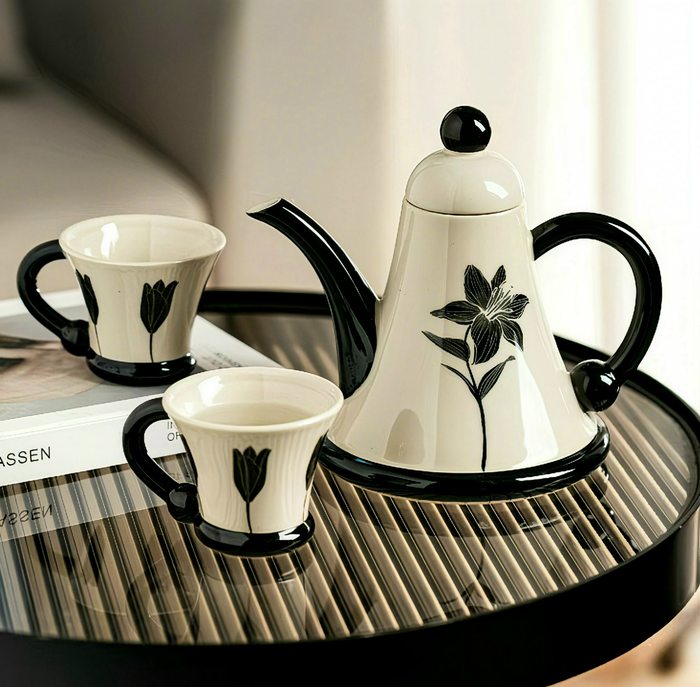 The Midnight Lily Teapot Set (3-Piece)