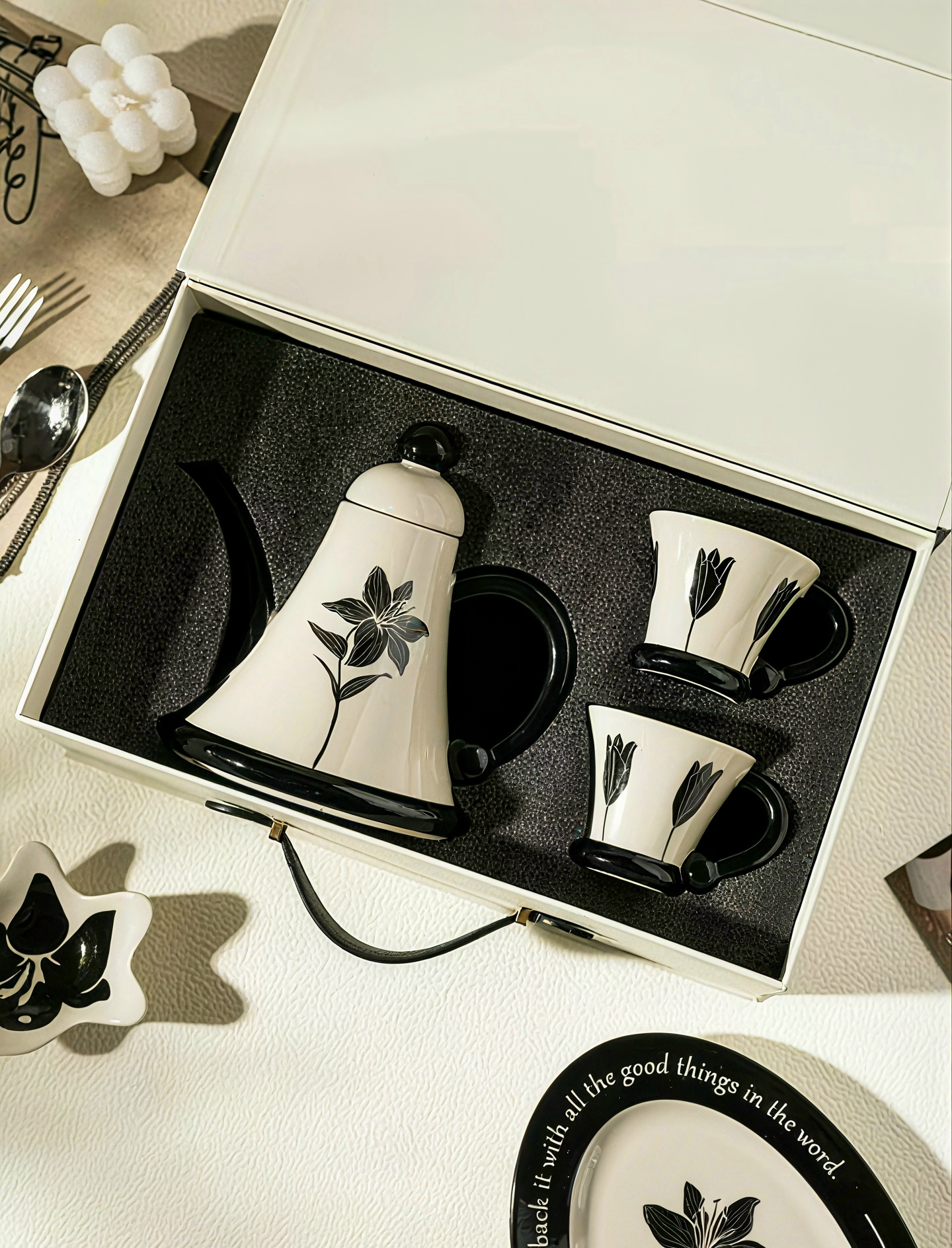 The Midnight Lily Teapot Set (3-Piece)