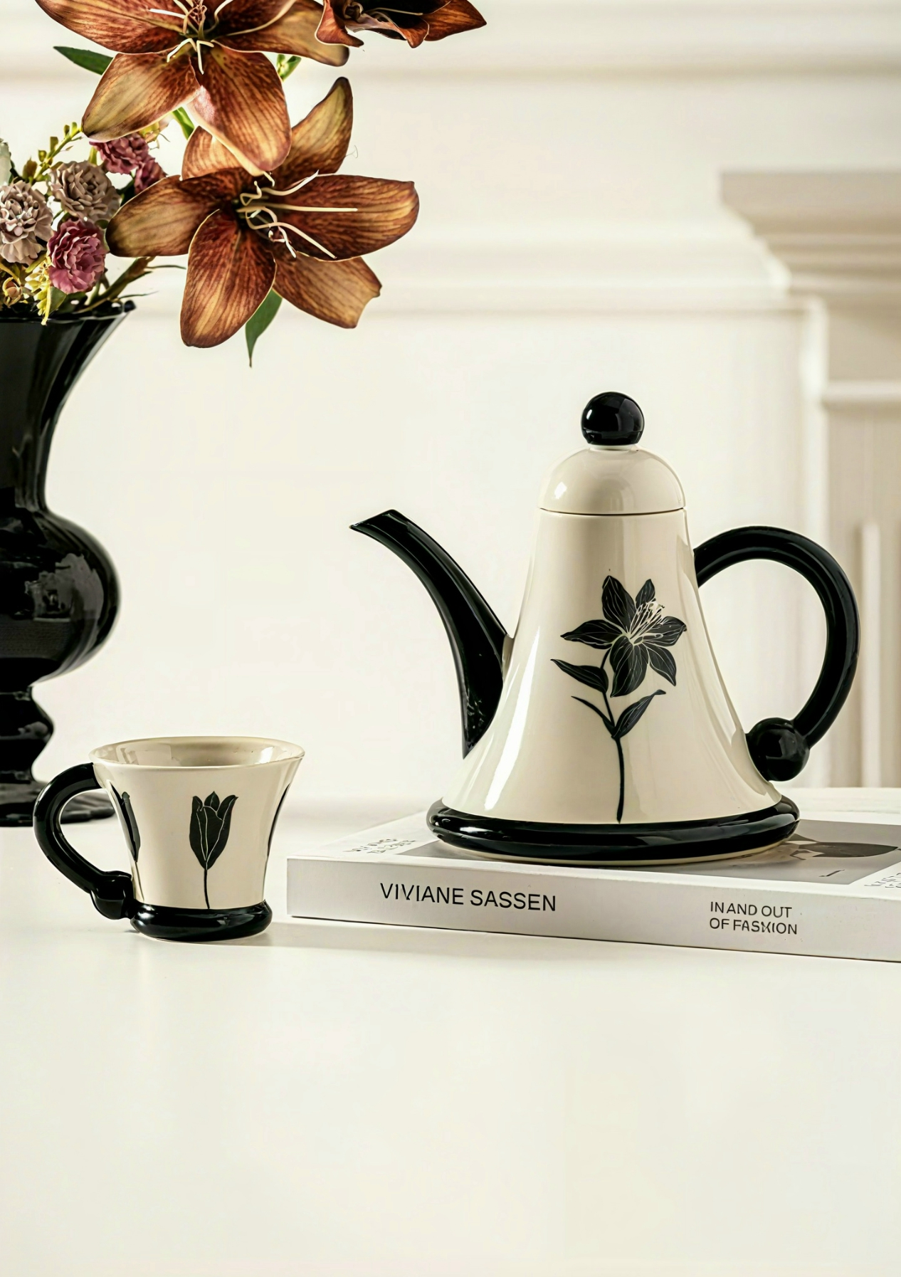 The Midnight Lily Teapot Set (3-Piece)