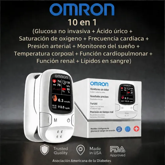 🔥Omron™🔥 presenta su nuevo medidor de glucosa en sangre inteligente, no invasivo y fabricado en EE. UU.🔥