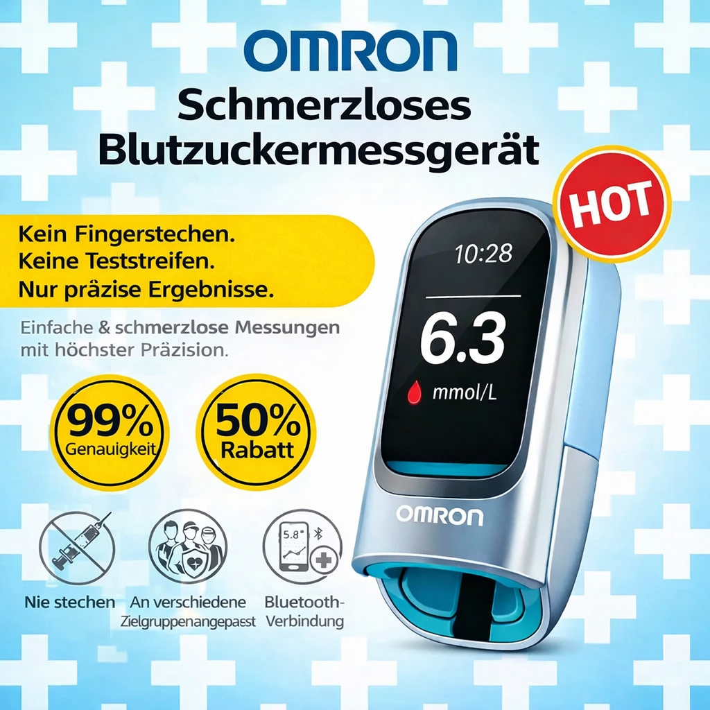 🔥Nie wieder Nadeln und Schmerzen! | Omron™ Nicht-invasives Blutzuckermessgerät – Blutzuckermessung einfach und präzise, ​​jederzeit und überall 🔥