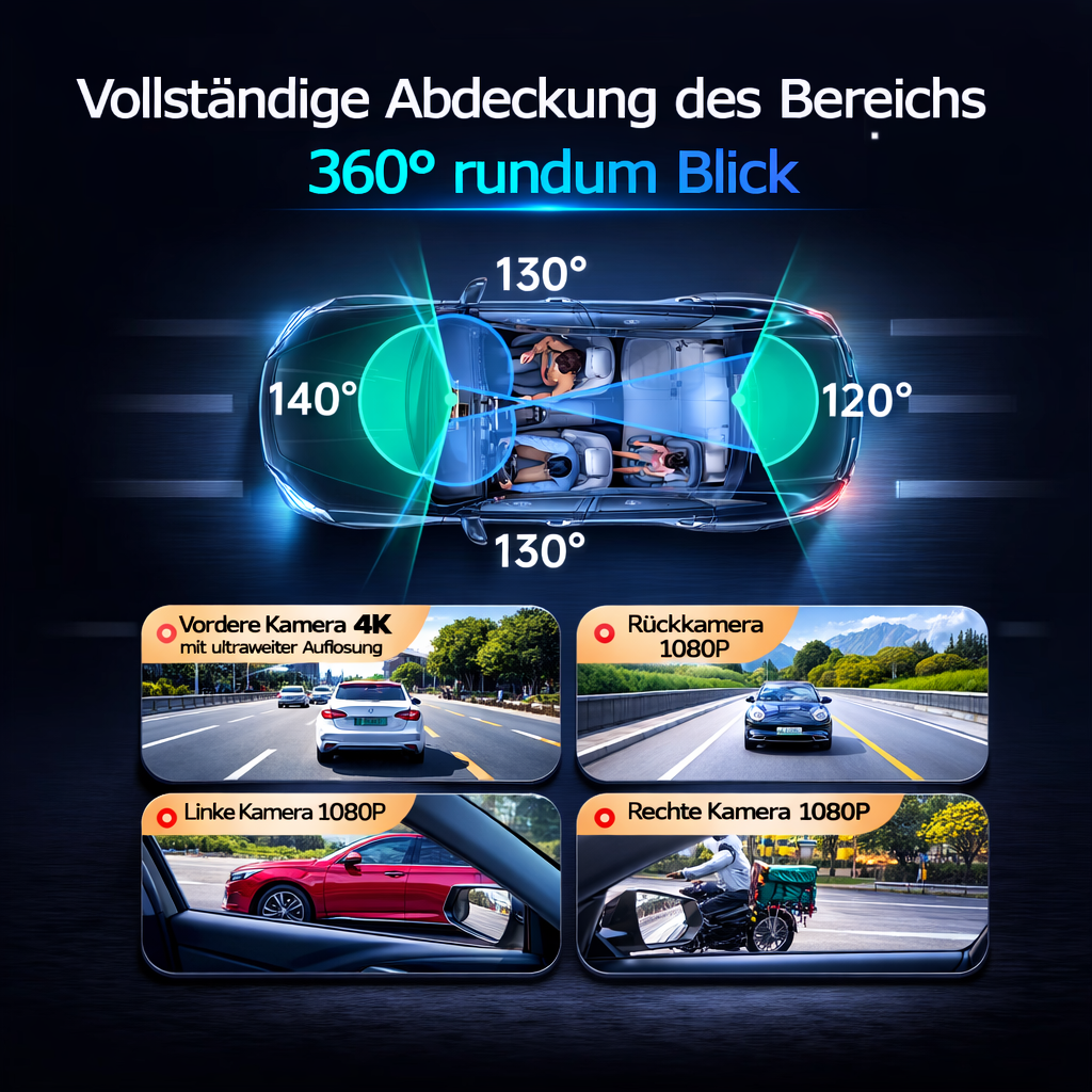 Die smarte Dashcam Garmin G980 verfügt über künstliche Intelligenz und Sprachsteuerung und ist mit vier Kameras ausgestattet, die 360°-Panoramaaufnahmen, 4K-Ultra-HD-Nachtsicht und GPS-Positionierung unterstützen.