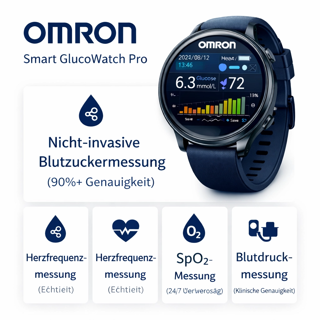 Omron Smart Blutzuckermessgerät Pro – Schmerzfreies 4-in-1-Gesundheitsmonitor