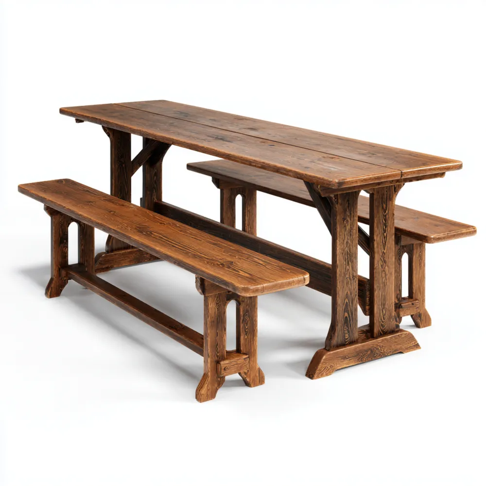 Set tavolo e panche da giardino in legno massello 180x70x75 cm - Stile rustico