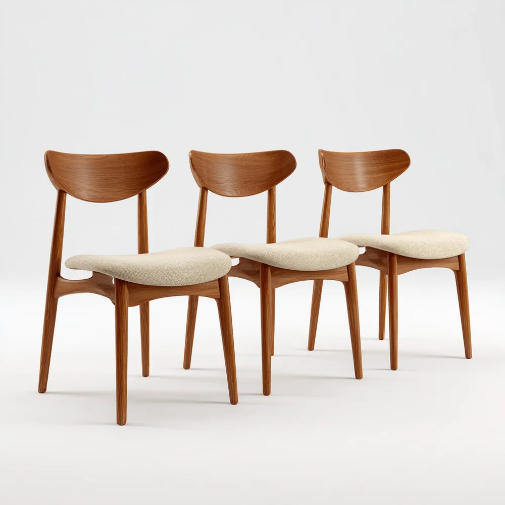 Sedia da pranzo legno imbottita 45x50x80 cm - Beige - Design minimalista