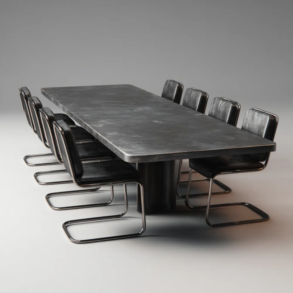 Set tavolo da pranzo rettangolare in pietra 300x100x76 cm – Nero – Design moderno