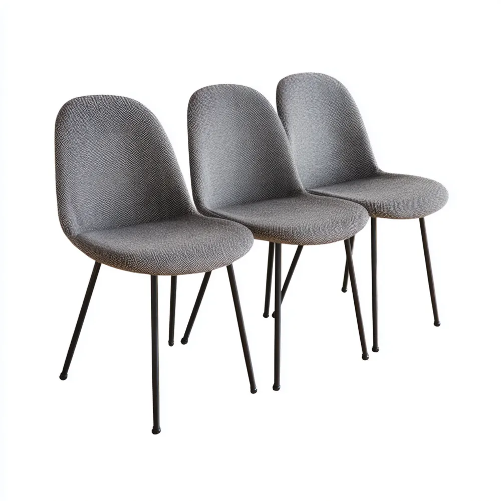 Set di 3 Sedie da Pranzo Imbottite 45x55x82 cm - Grigio