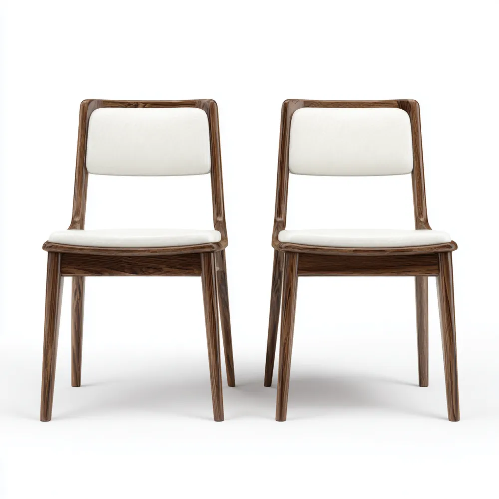 Sedie da pranzo in legno e tessuto 45x50x85 cm - Bianco - Design classico