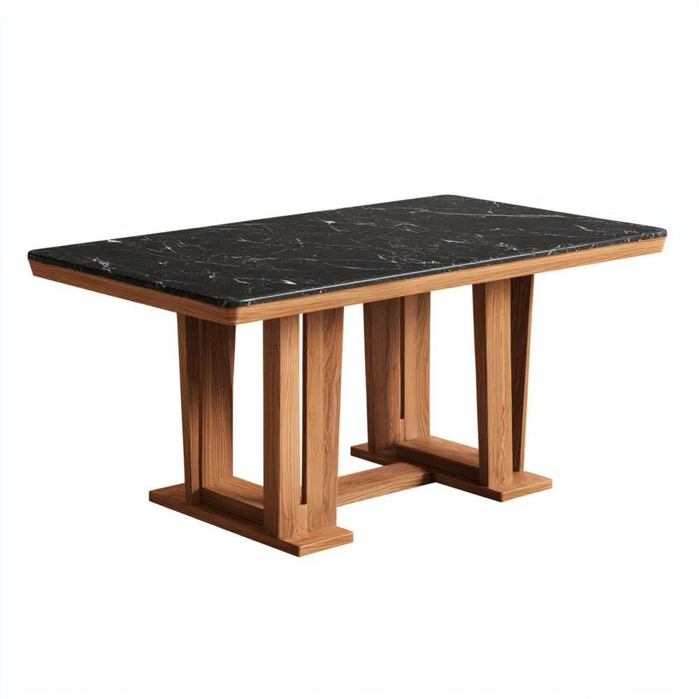 Tavolo da pranzo in marmo 200x100x75 cm – Nero/Marrone – Design contemporaneo