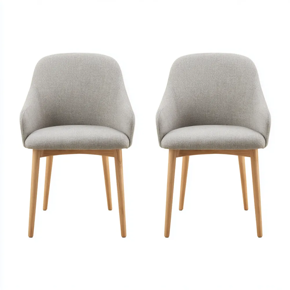 Set di 2 Sedie da Pranzo 55x50x85 cm Tessuto Imbottito Grigio Chiaro - Design Moderno