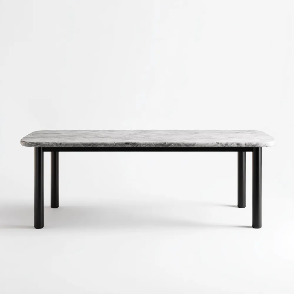 Tavolo da pranzo in marmo 200x100x75 cm - Bianco/Nero - Design moderno