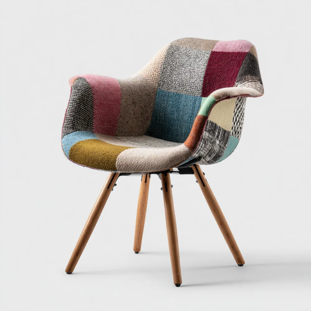 Sedia da pranzo patchwork tessuto Multicolore 58x62x82 cm - Design moderno