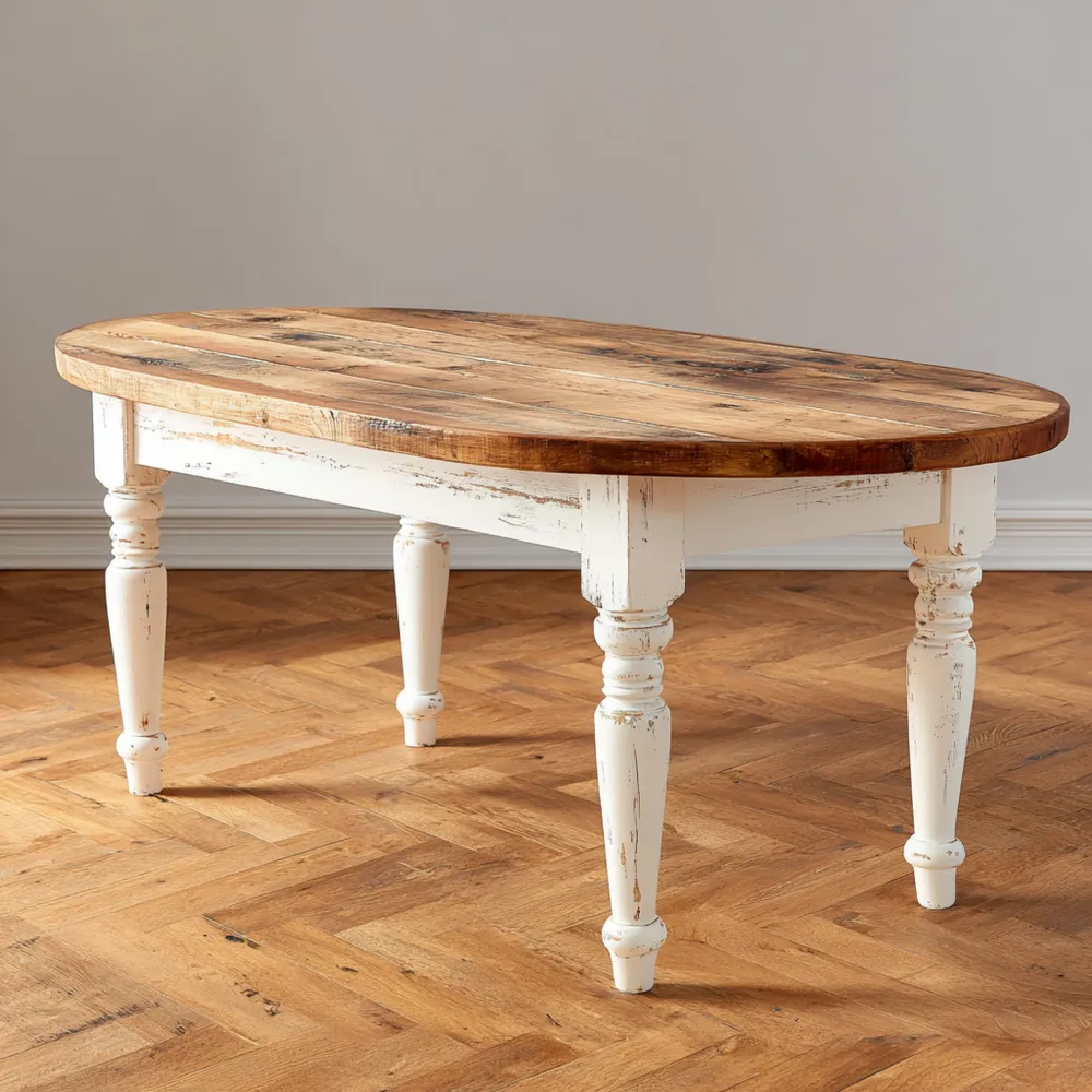 Tavolo da pranzo in legno massello 150x90x76 cm - Bianco Anticato