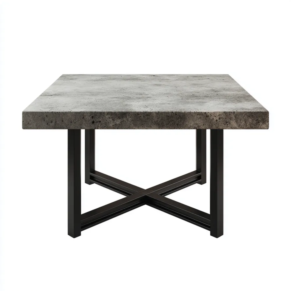 Tavolo da pranzo Quadrato Cemento 100x100x76 cm – Design Moderno