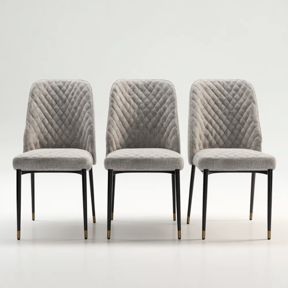 Set di 3 sedie da pranzo imbottite 45x55x85 cm tessuto Grigio Chiaro - design moderno