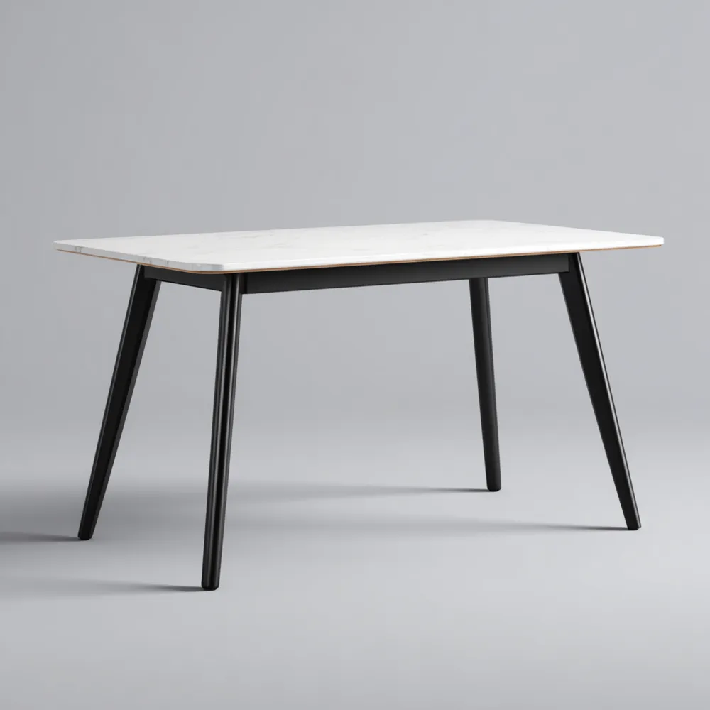 Tavolo da pranzo in marmo 120x80x75 cm - Bianco e Nero - Design moderno