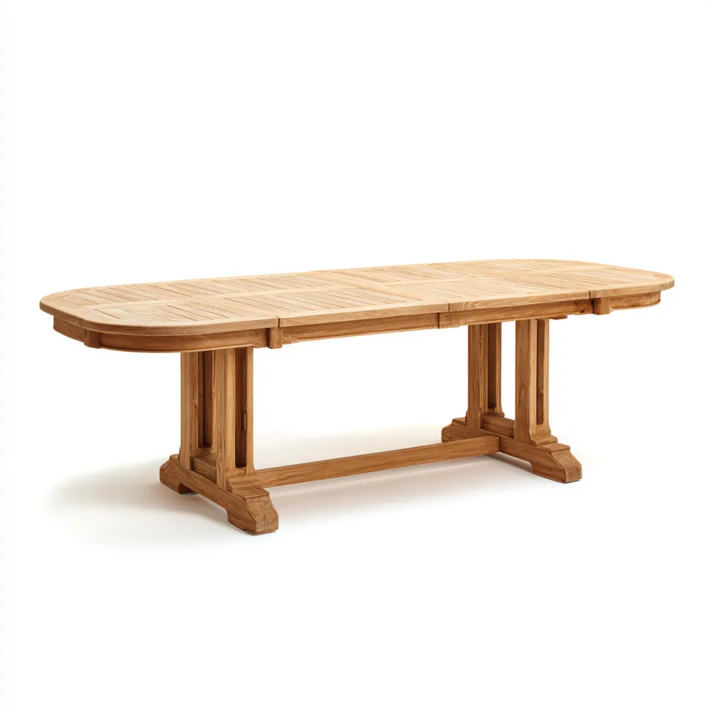 Tavolo da pranzo in legno massello di teak 200x100x75 cm - Design classico