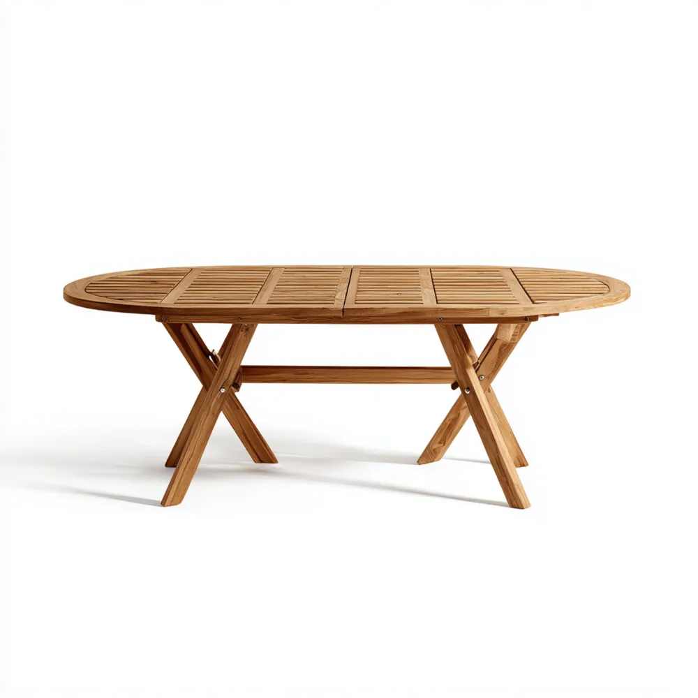 Tavolo da pranzo in legno massello 200x100x75 cm - Naturale - Design pieghevole